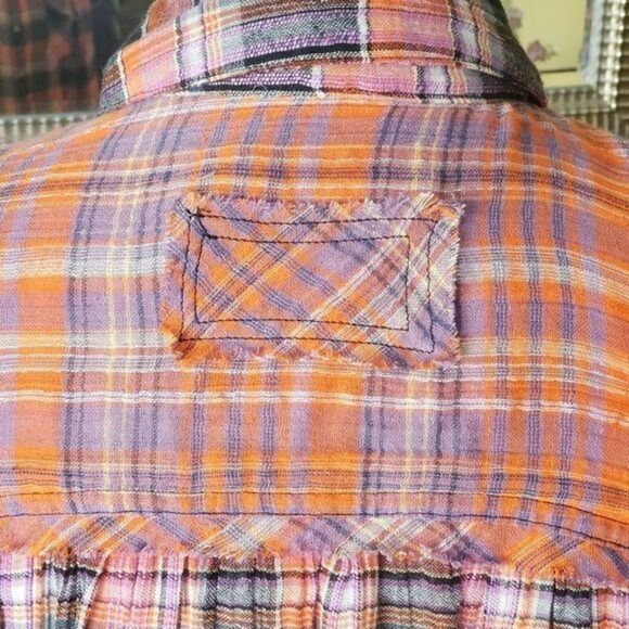 NWT Free People First Bloom Plaid Buttoned Tie Front Blouse Small - Picture 12 of 16